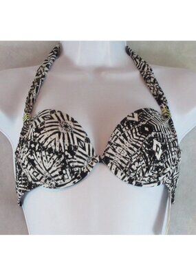 Bar III Sand Dollar Underwire Bikini Top Swimsuit, Black White